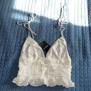 Forever 21 Tie-Strap Ruched White Cami